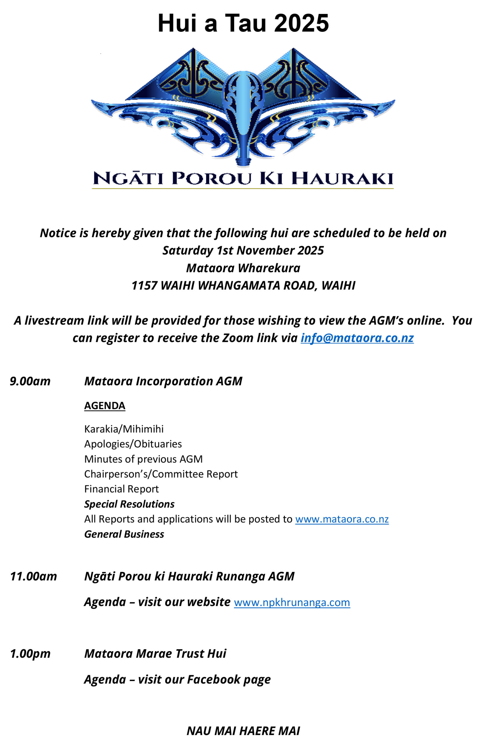 Hui a Tau 1st November 2025